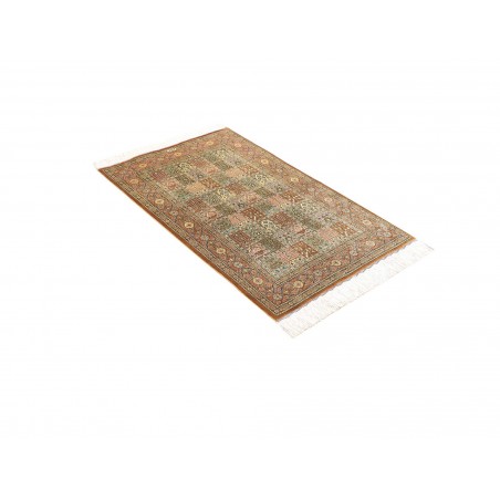 Tappeto Ghom seta Persia giallo marrone 77x123