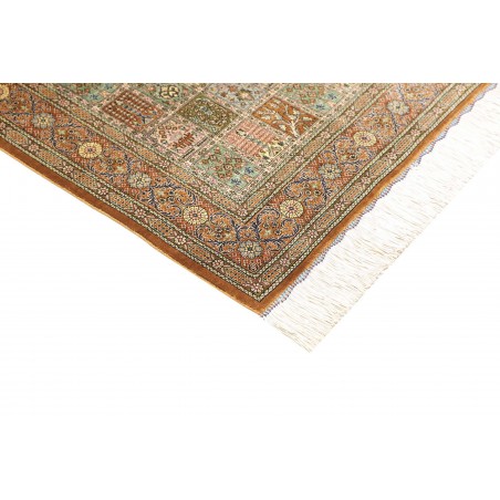 Tappeto Ghom seta Persia giallo marrone 77x123