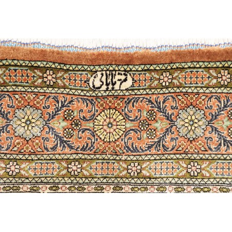 Tappeto Ghom seta Persia giallo marrone 77x123