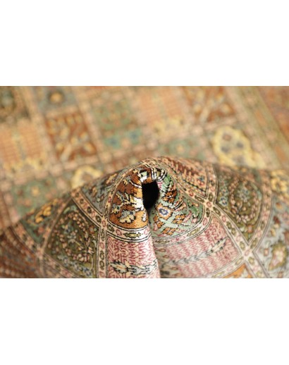 Tappeto Ghom seta Persia giallo marrone 77x123