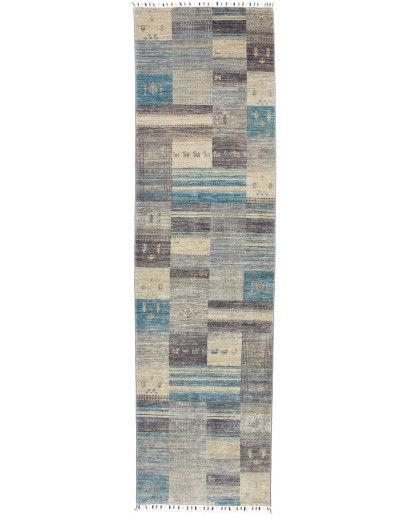 Tappeto Siva Pakistan azzurro bianco 76x294