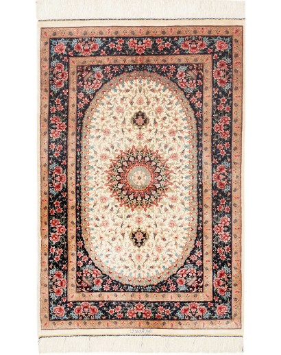 Tappeto Ghom seta Persia giallo marrone 80x122