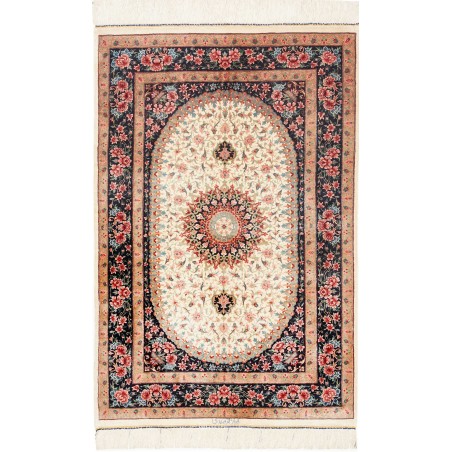 Tappeto Ghom seta Persia giallo marrone 80x122