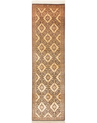 Tappeto Ghom seta Persia marrone blu 75x288