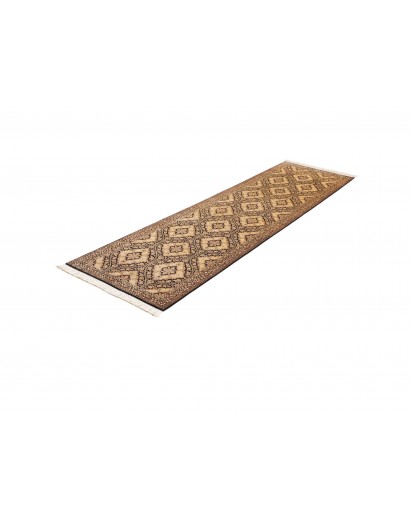 Tappeto Ghom seta Persia marrone blu 75x288