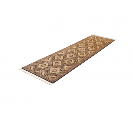 Tappeto Ghom seta Persia marrone blu 75x288