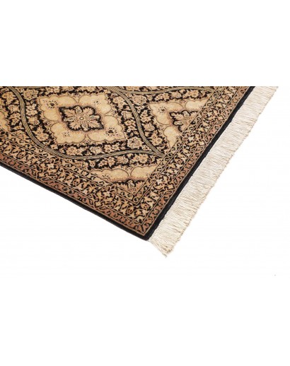 Tappeto Ghom seta Persia marrone blu 75x288