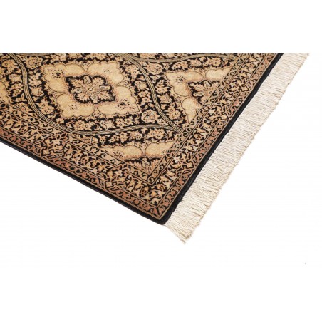 Tappeto Ghom seta Persia marrone blu 75x288