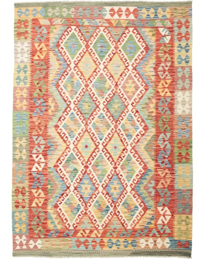 Tappeto Kilim Afghanistan marrone azzurro 170x237