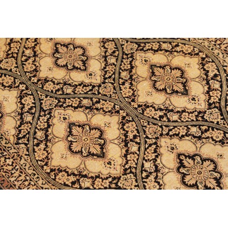 Tappeto Ghom seta Persia marrone blu 75x288