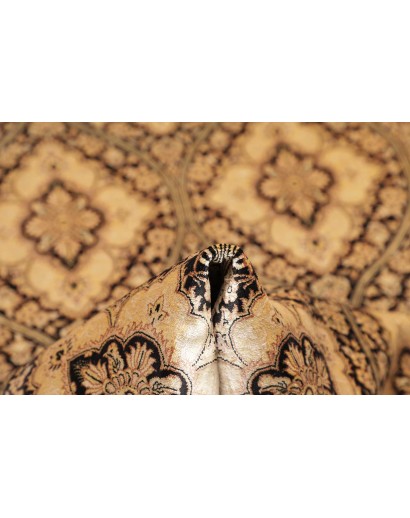 Tappeto Ghom seta Persia marrone blu 75x288