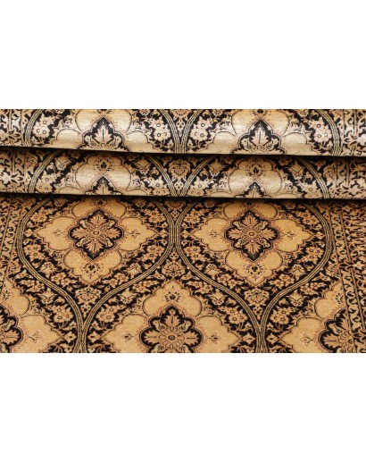 Tappeto Ghom seta Persia marrone blu 75x288