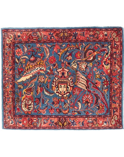 Tappeto Sarough Persia azzurro giallo 76x90