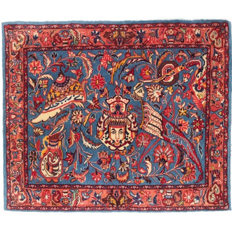 Tappeto Sarough Persia azzurro giallo 76x90