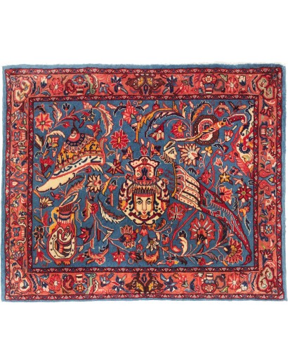 Tappeto Sarough Persia azzurro giallo 76x90