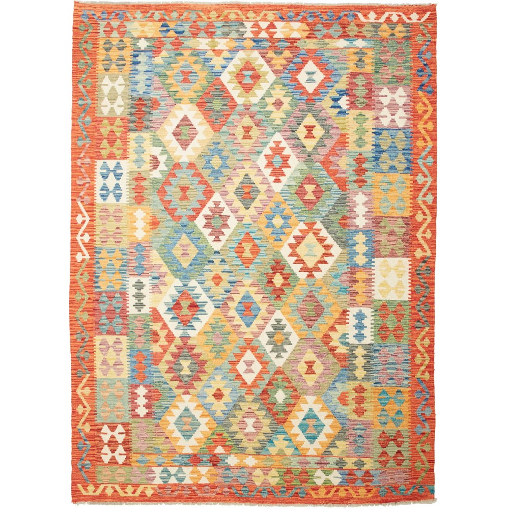 Tappeto Kilim Afghanistan marrone azzurro 179x247