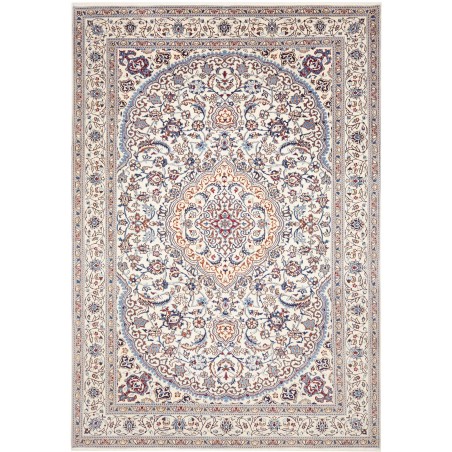 Tappeto Nain Kashmar Persia bianco grigio 242x350