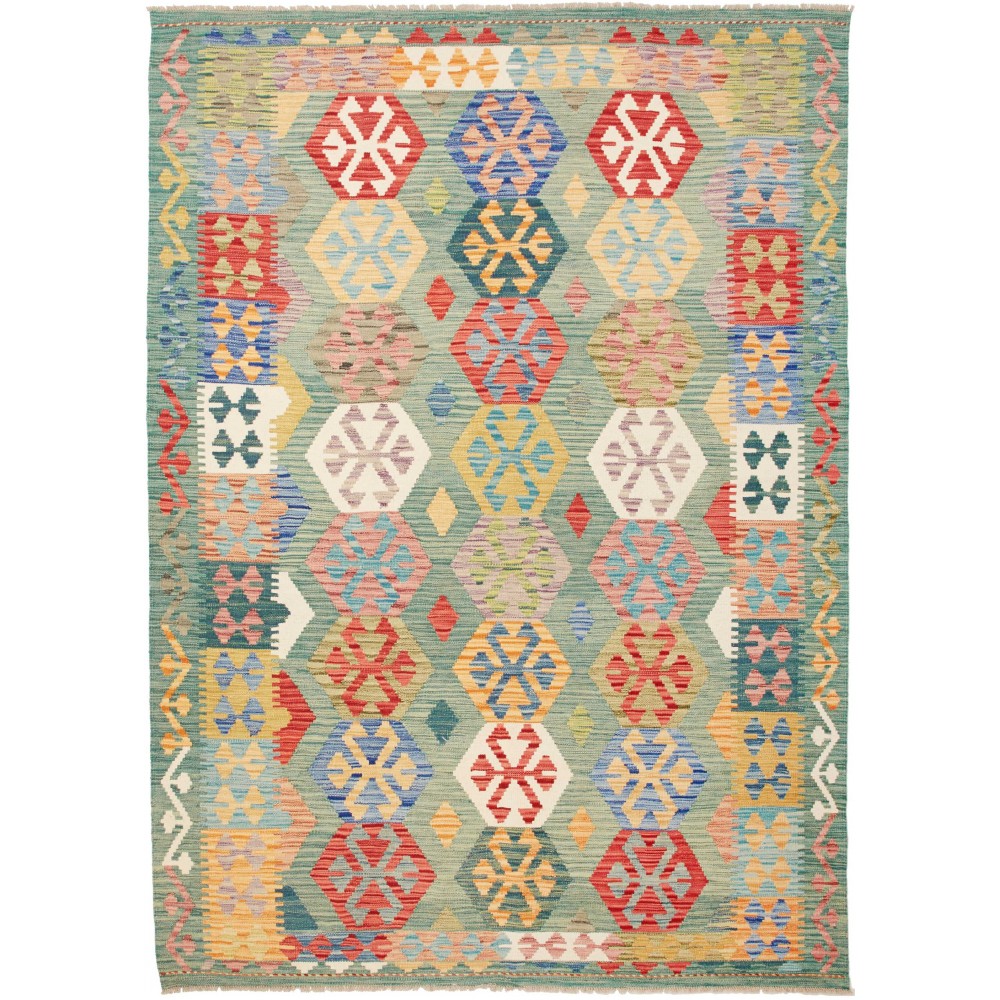Tappeto Kilim Afghanistan marrone bianco 173x246
