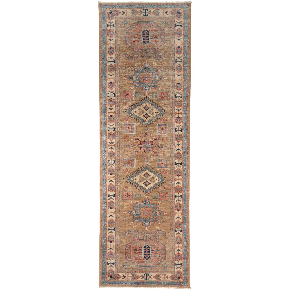 Tappeto Kazak Fine Pakistan marrone grigio 76x249