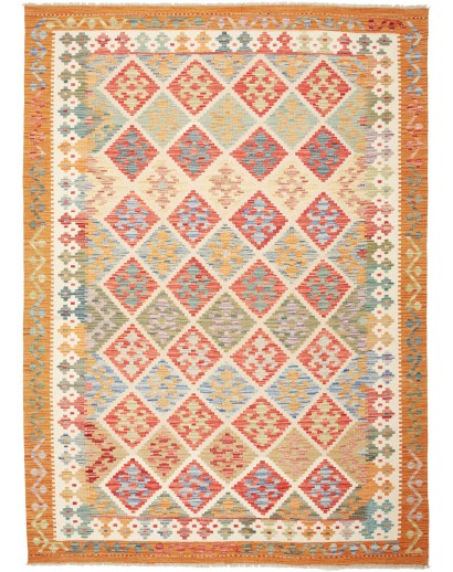 Tappeto Kilim Afghanistan marrone bianco 172x238