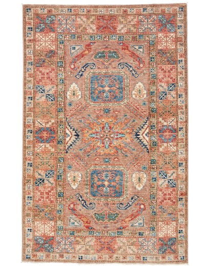 Tappeto Kazak Fine Pakistan marrone bianco 122x190