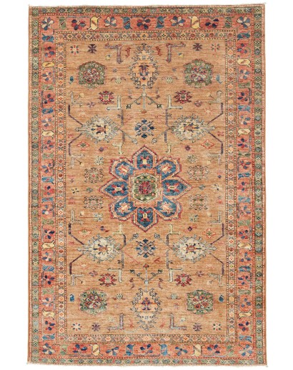Tappeto Kazak Fine Pakistan marrone arancione 126x192