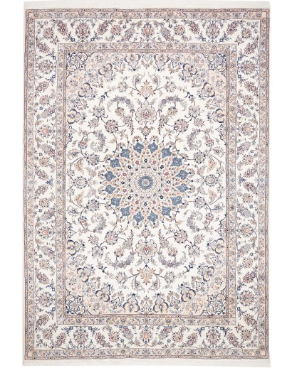 Tappeto Nain Kashmar Persia bianco marrone 252x353