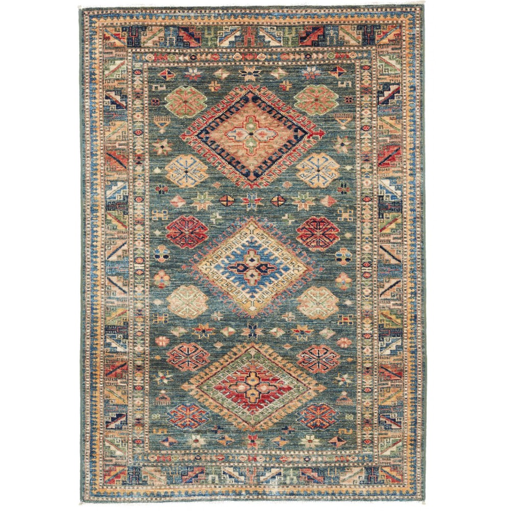 Tappeto Kazak Fine Pakistan bianco azzurro 102x148