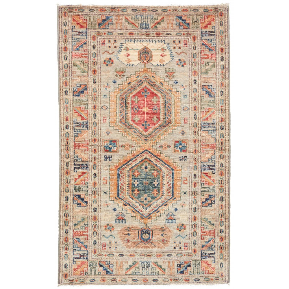 Tappeto Kazak Fine Pakistan marrone grigio 77x128