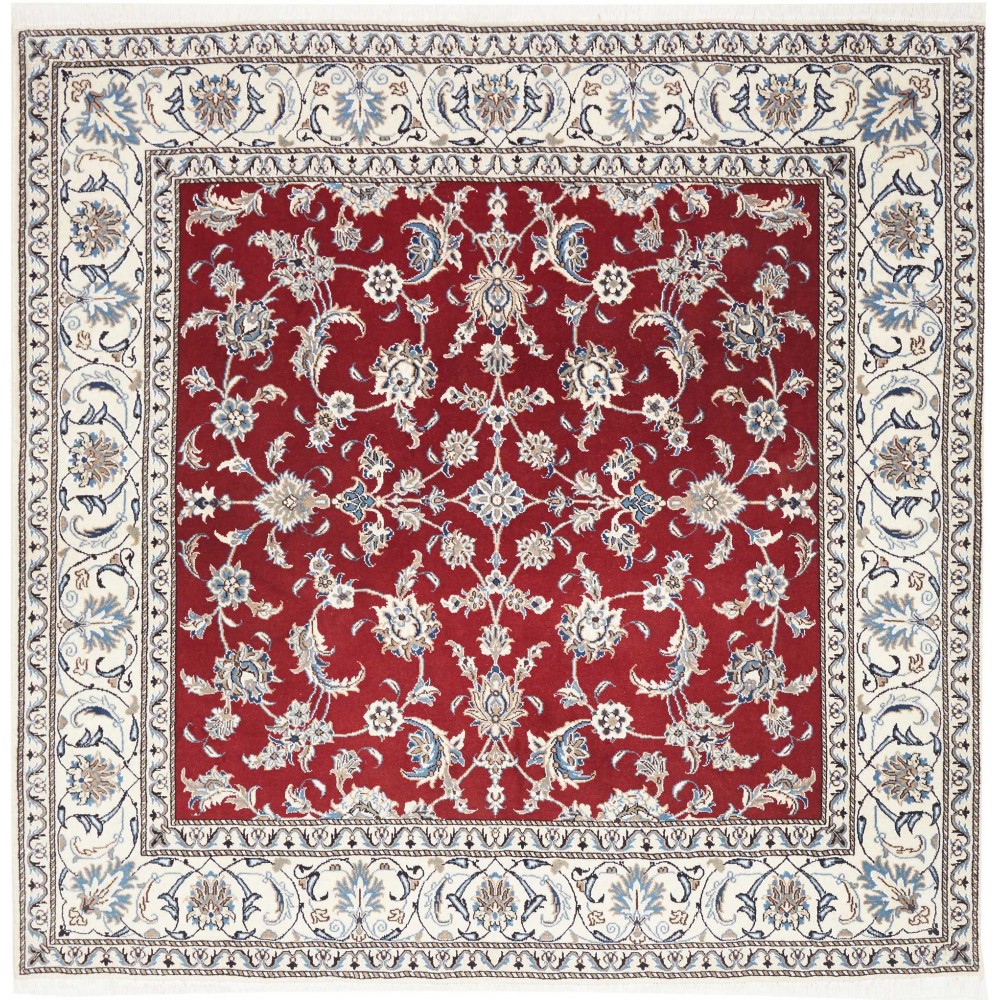 Tappeto Nain Kashmar Persia bianco grigio 203x206