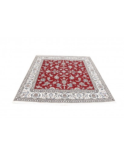 Tappeto Nain Kashmar Persia bianco grigio 203x206