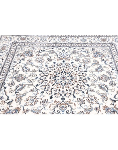 Tappeto Nain Kashmar Persia bianco grigio 200x203