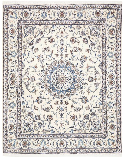 Tappeto Nain Kashmar Persia bianco grigio 196x247