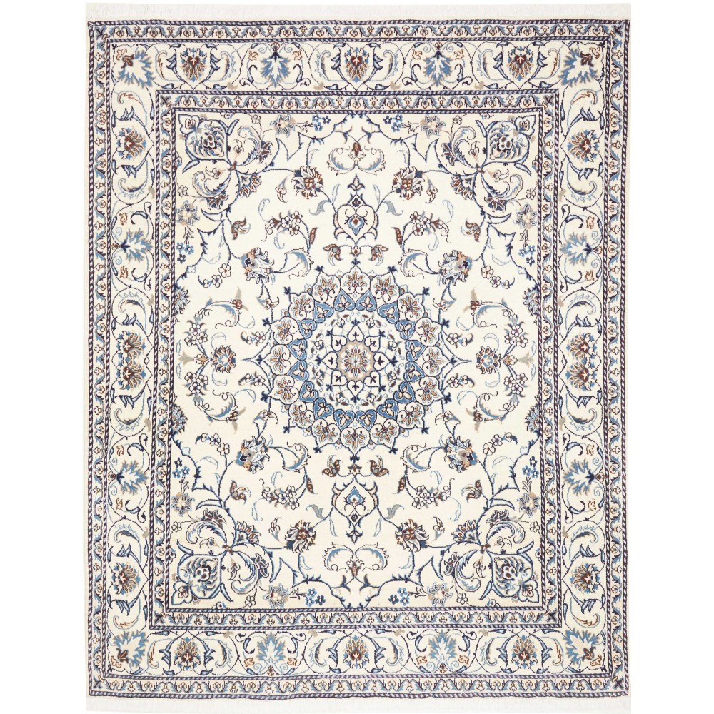 Tappeto Nain Kashmar Persia bianco grigio 196x247
