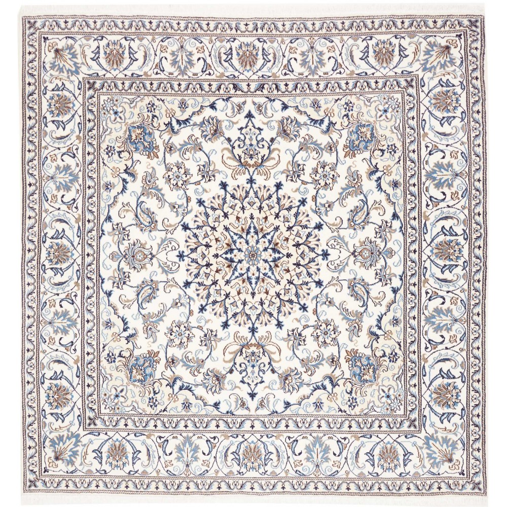 Tappeto Nain Kashmar Persia bianco grigio 198x208