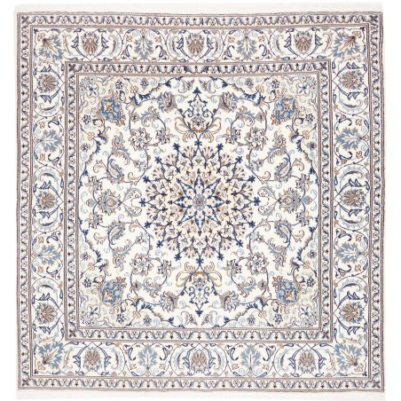 Tappeto Nain Kashmar Persia bianco grigio 198x208