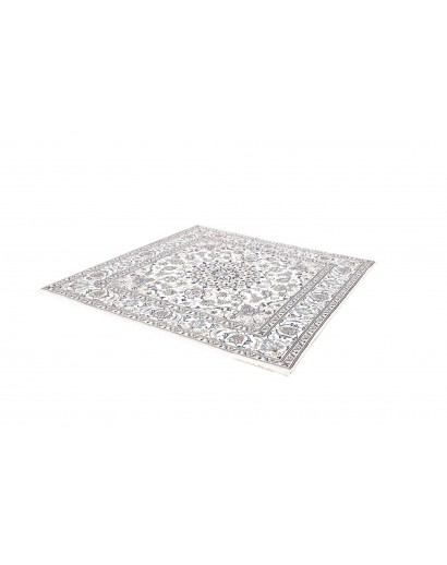 Tappeto Nain Kashmar Persia bianco grigio 198x208