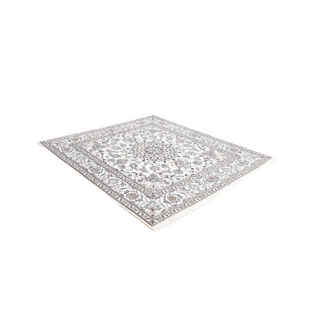 Tappeto Nain Kashmar Persia bianco grigio 198x208