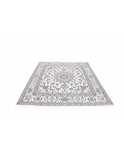 Tappeto Nain Kashmar Persia bianco grigio 198x208