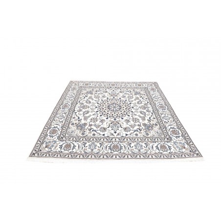 Tappeto Nain Kashmar Persia bianco grigio 198x208