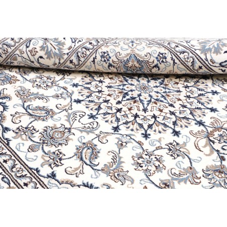 Tappeto Nain Kashmar Persia bianco grigio 198x208