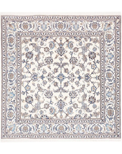 Tappeto Nain Kashmar Persia bianco grigio 198x200