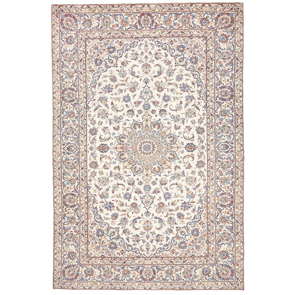 Tappeto Kashan Persia bianco azzurro 197x294