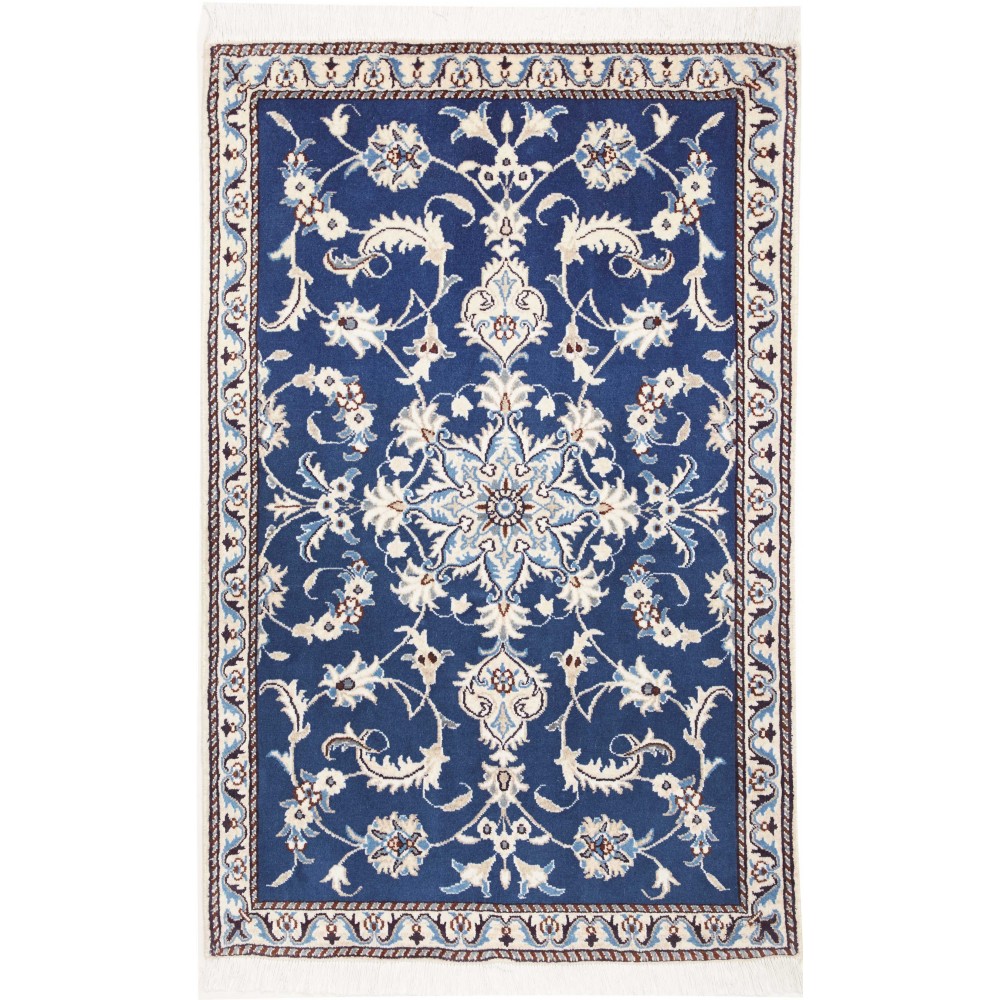 Tappeto Nain Kashmar Persia bianco blu 88x140