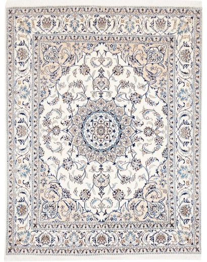 Tappeto Nain Kashmar Persia bianco grigio 195x249