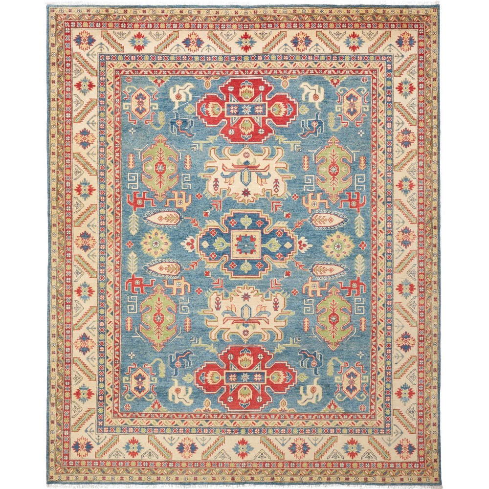 Tappeto Kazak Pakistan azzurro grigio 247x301 Tappeto Kazak Pakistan azzurro grigio 247x301