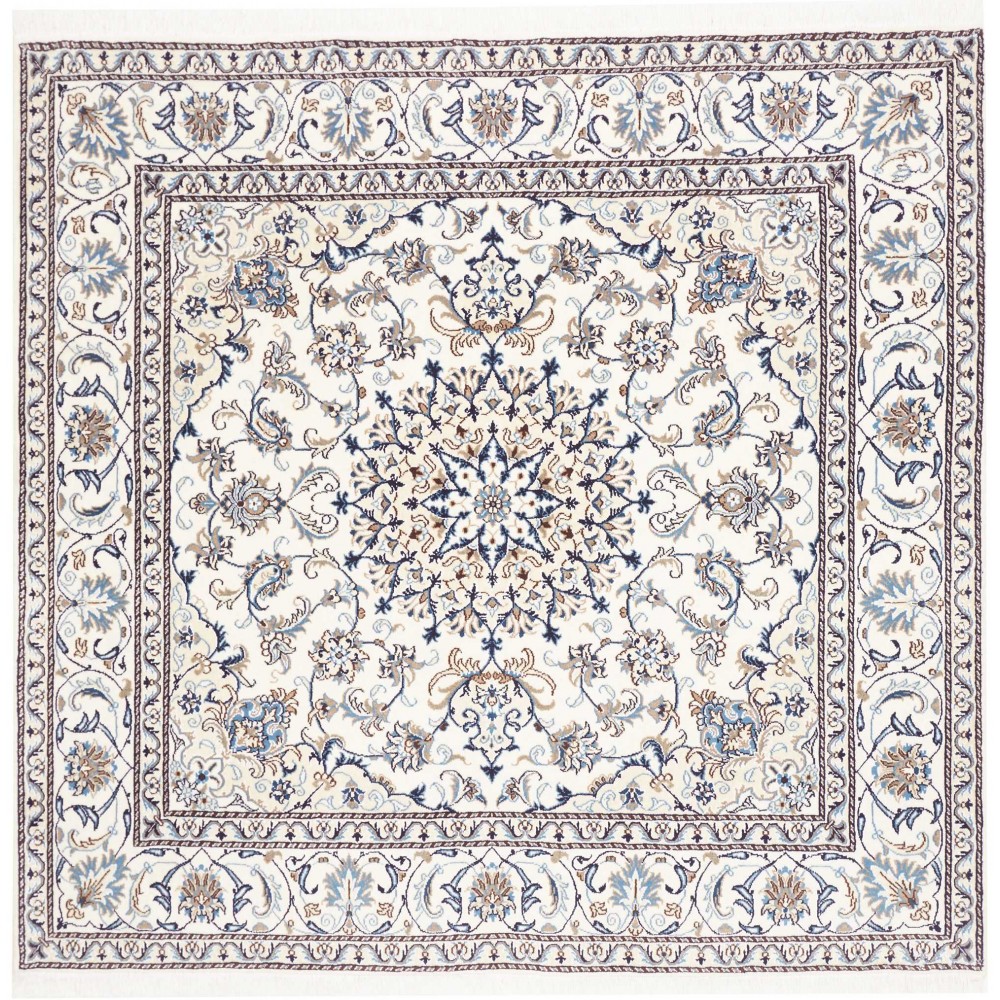 Tappeto Nain Kashmar Persia bianco grigio 192x200