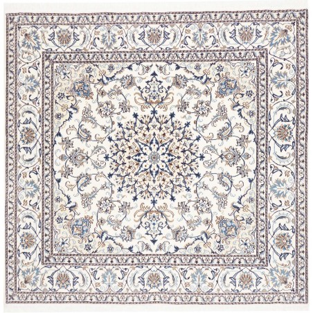 Tappeto Nain Kashmar Persia bianco grigio 192x200