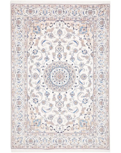 Tappeto Nain Kashmar Persia bianco grigio 200x304