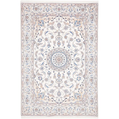 Tappeto Nain Kashmar Persia bianco grigio 200x304